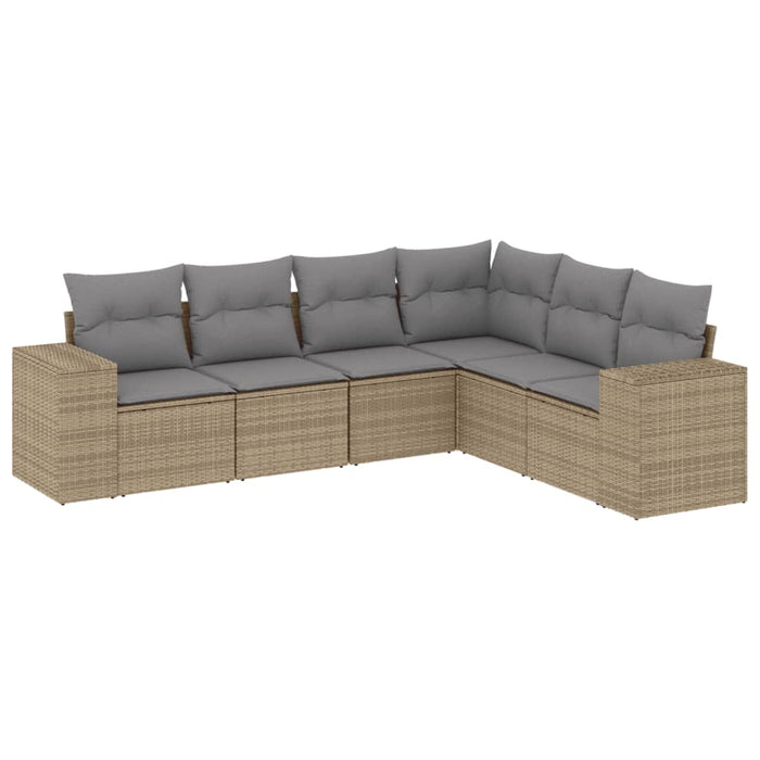 6 Piece Garden Sofa Set With Cushions Beige Poly Rattan Txxxlbn