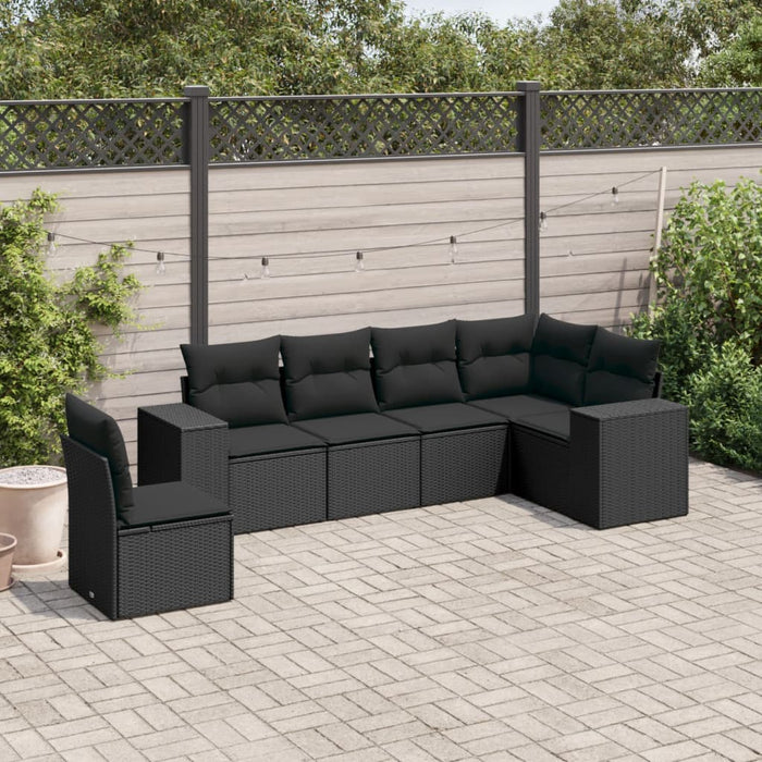 6 Piece Garden Sofa Set With Cushions Black Poly Rattan Txxxlxa