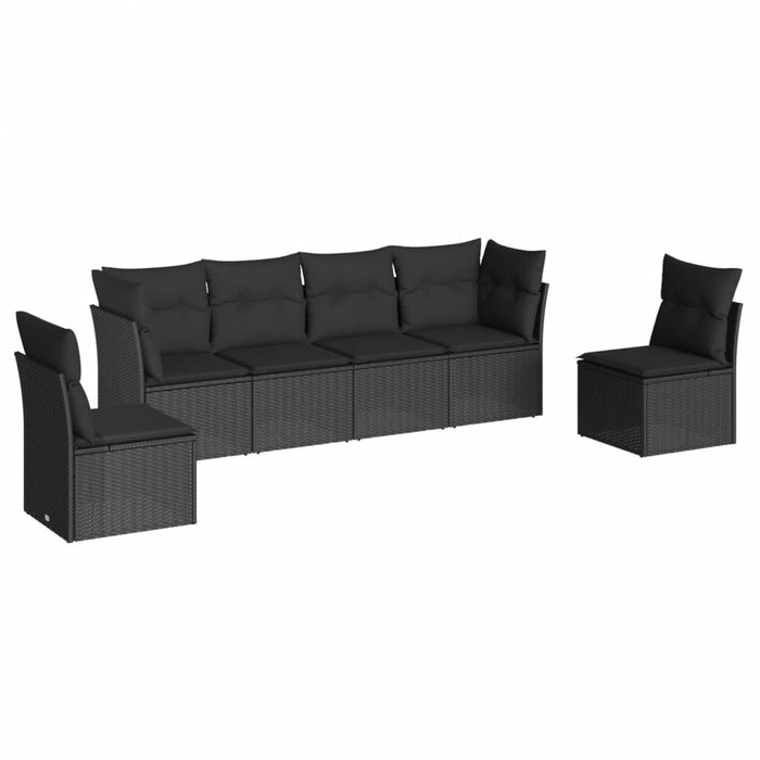 6 Piece Garden Sofa Set With Cushions Black Poly Rattan Txoitlp