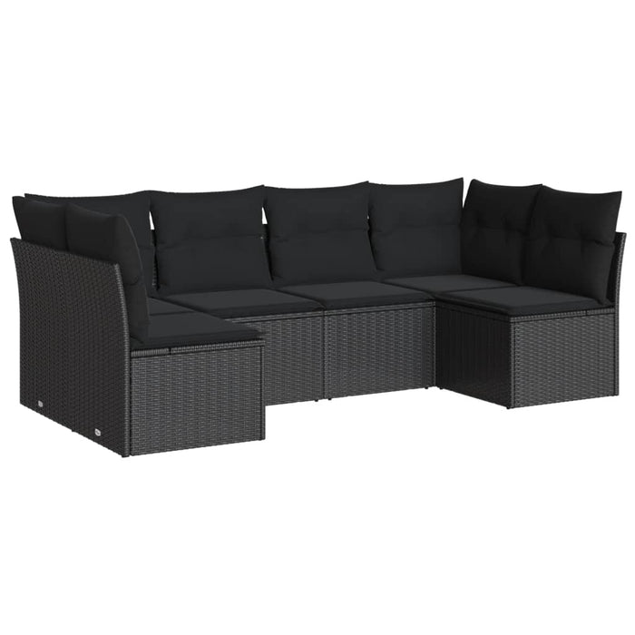 6 Piece Garden Sofa Set With Cushions Black Poly Rattan Txoitnp