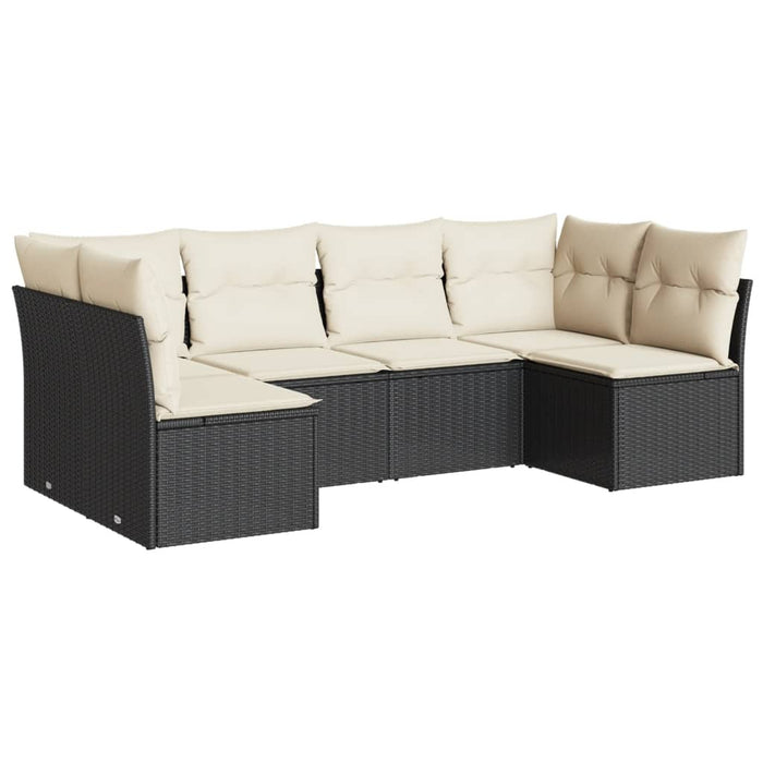 6 Piece Garden Sofa Set With Cushions Black Poly Rattan Txoitnl