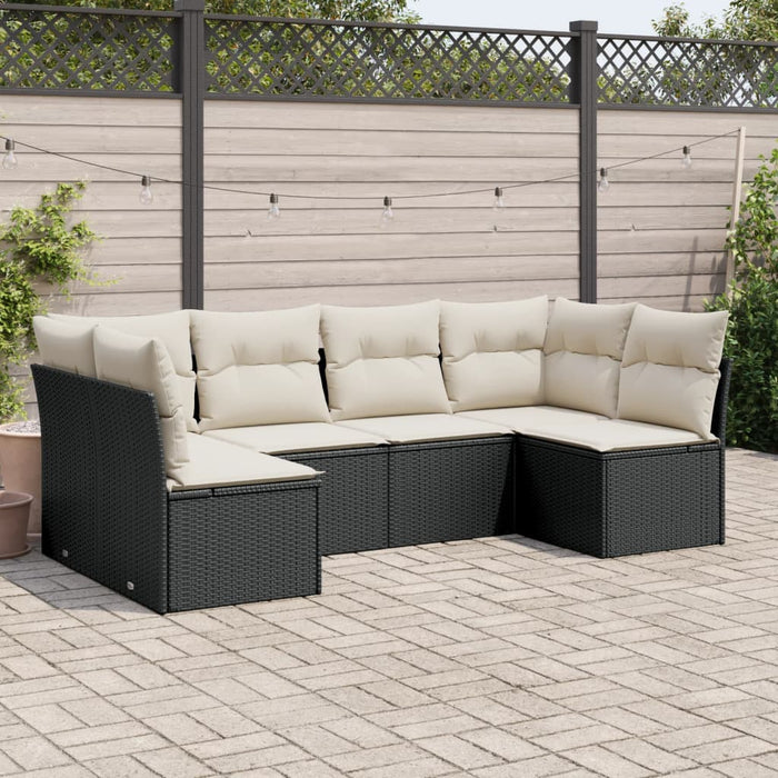 6 Piece Garden Sofa Set With Cushions Black Poly Rattan Txoitnl
