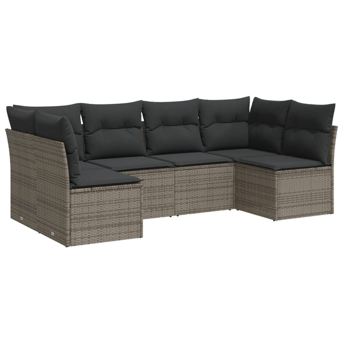 6 Piece Garden Sofa Set With Cushions Grey Poly Rattan Txoitkb