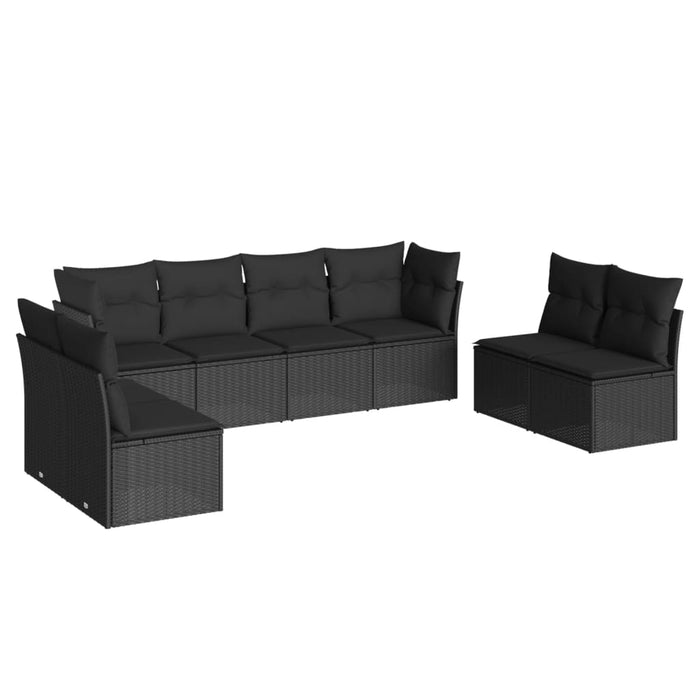 8 Piece Garden Sofa Set With Cushions Black Poly Rattan Txoiaap
