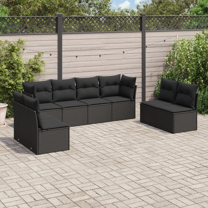 8 Piece Garden Sofa Set With Cushions Black Poly Rattan Txoiaap