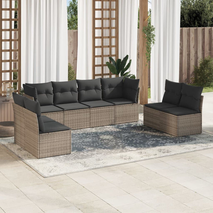 8 Piece Garden Sofa Set With Cushions Grey Poly Rattan Txoiapb