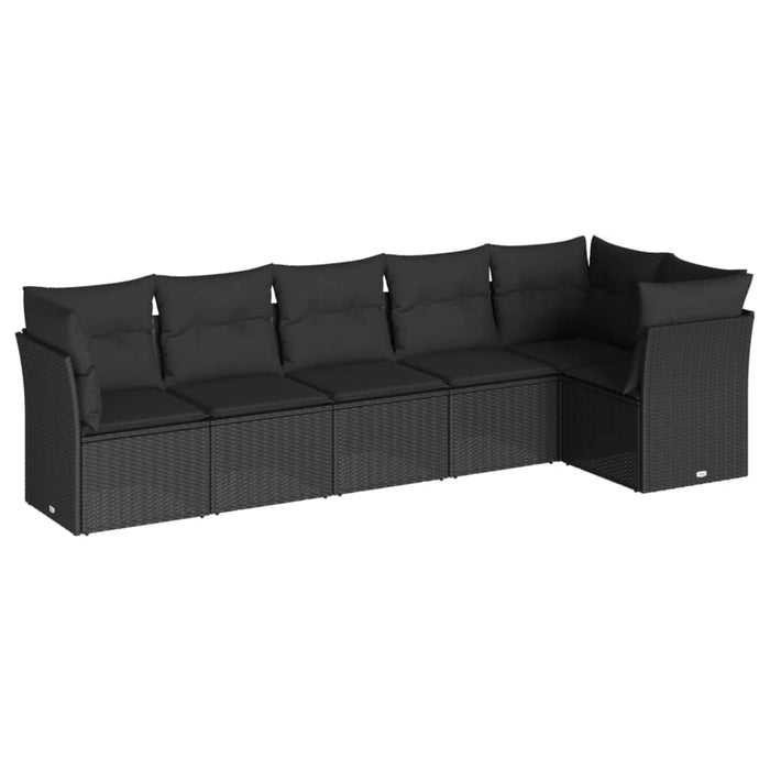 6 Piece Garden Sofa Set With Cushions Black Poly Rattan Txoilpp