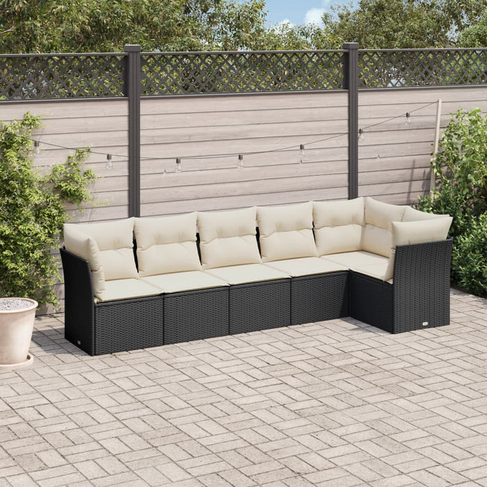 6 Piece Garden Sofa Set With Cushions Black Poly Rattan Txoilpl