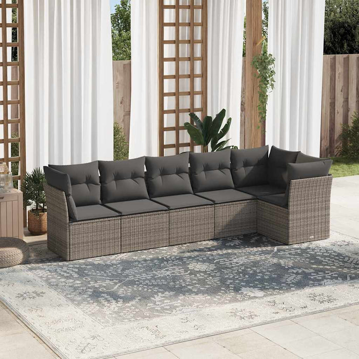 6 Piece Garden Sofa Set With Cushions Grey Poly Rattan Txoillb