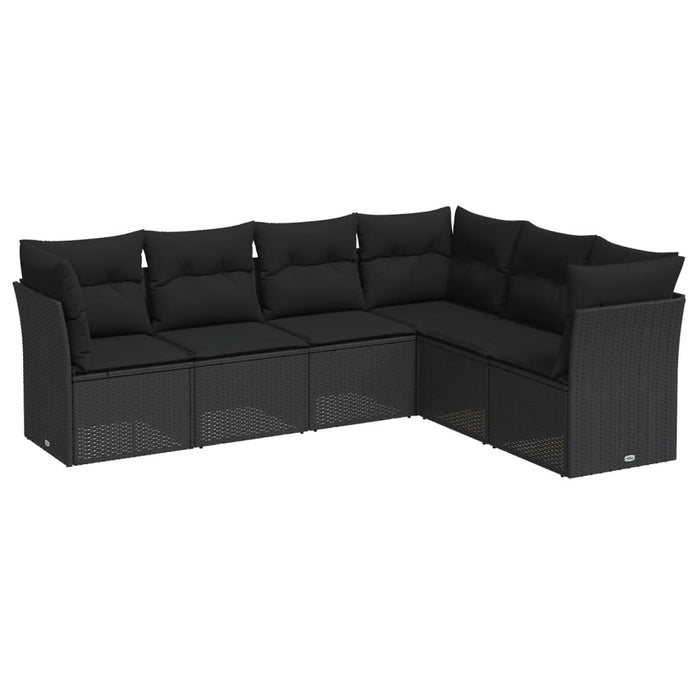 6 Piece Garden Sofa Set With Cushions Black Poly Rattan Txoilip
