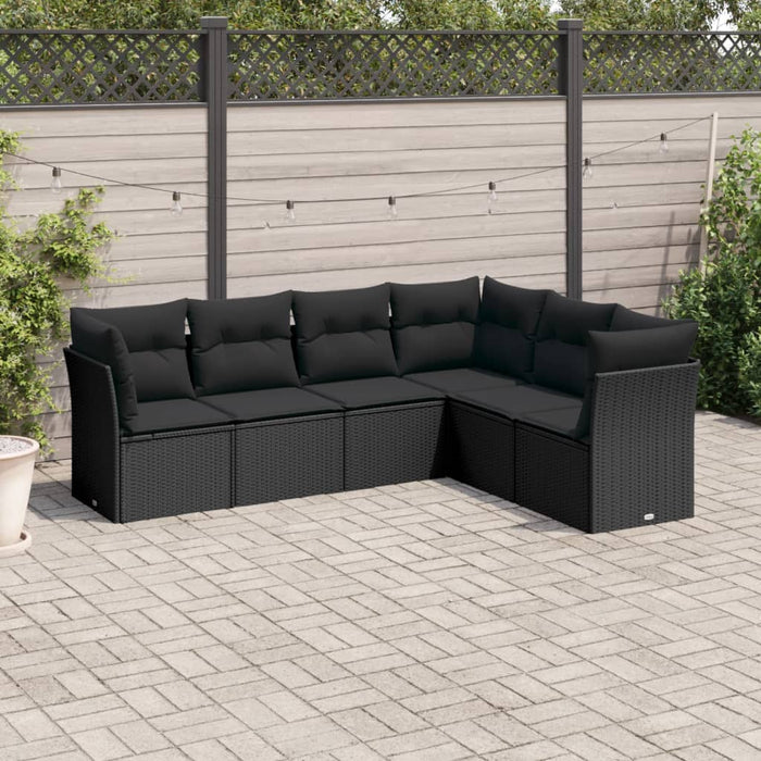6 Piece Garden Sofa Set With Cushions Black Poly Rattan Txoilip