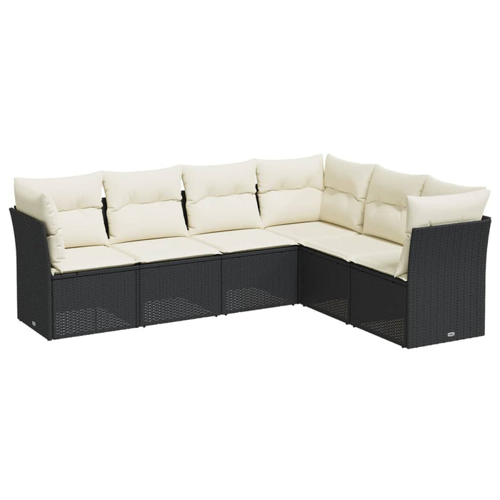 6 Piece Garden Sofa Set With Cushions Black Poly Rattan Txoilil
