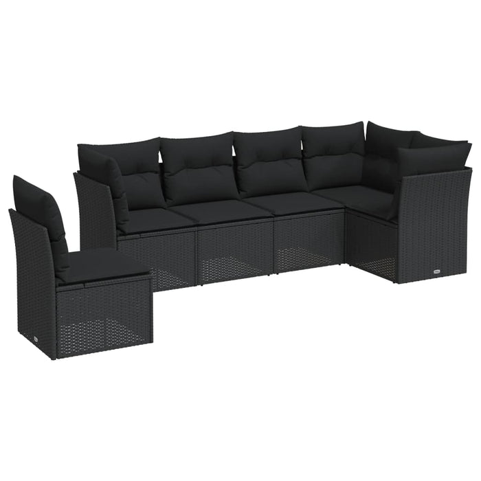 6 Piece Garden Sofa Set With Cushions Black Poly Rattan Txoilkp
