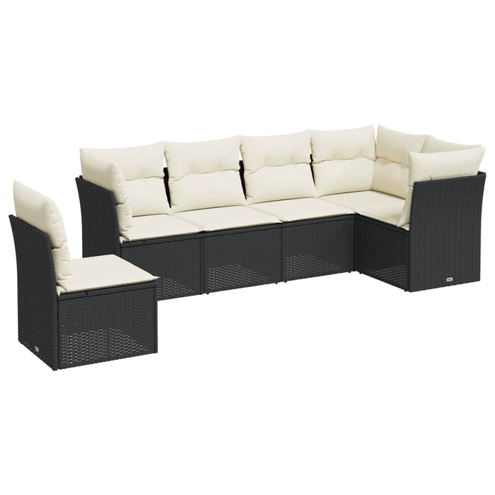 6 Piece Garden Sofa Set With Cushions Black Poly Rattan Txoilkl