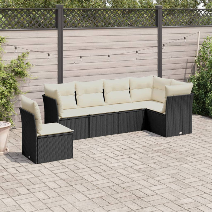 6 Piece Garden Sofa Set With Cushions Black Poly Rattan Txoilkl
