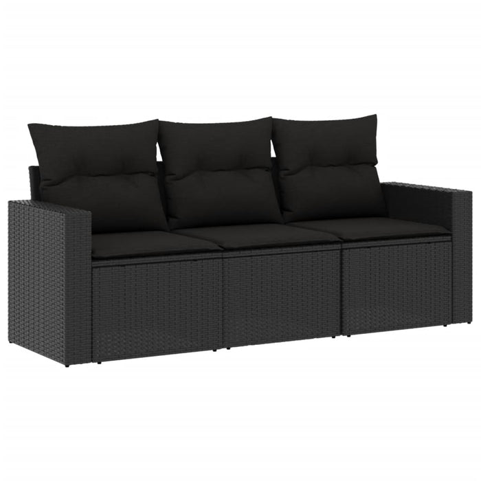 3 Piece Garden Sofa Set With Cushions Black Poly Rattan Txonlap
