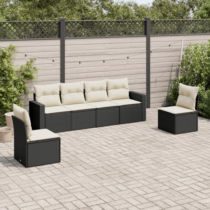 6 Piece Garden Sofa Set With Cushions Black Poly Rattan Txonikl