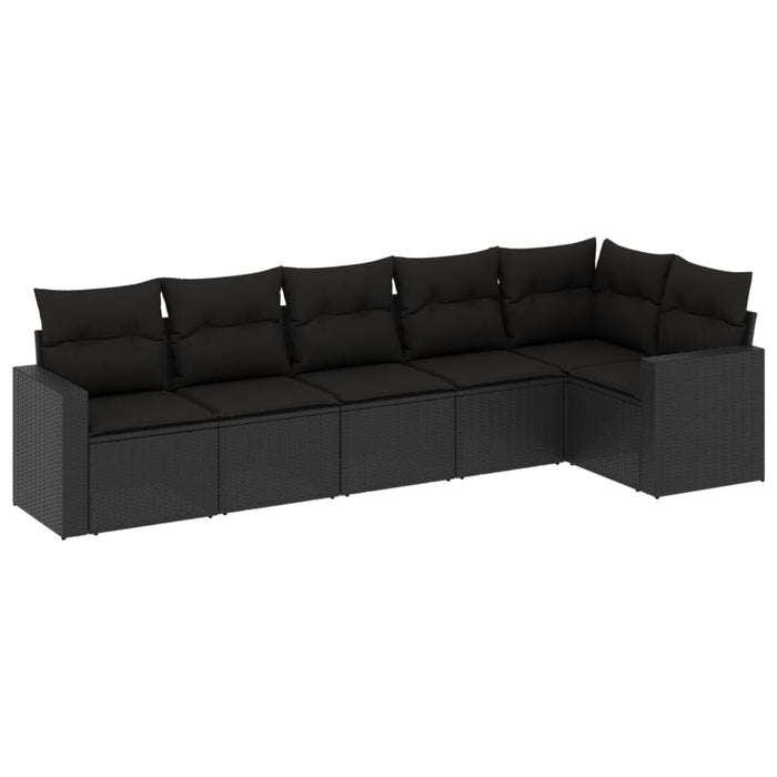6 Piece Garden Sofa Set With Cushions Black Poly Rattan Txonkip