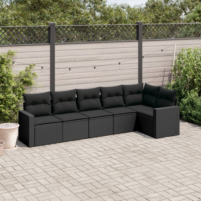 6 Piece Garden Sofa Set With Cushions Black Poly Rattan Txonkip