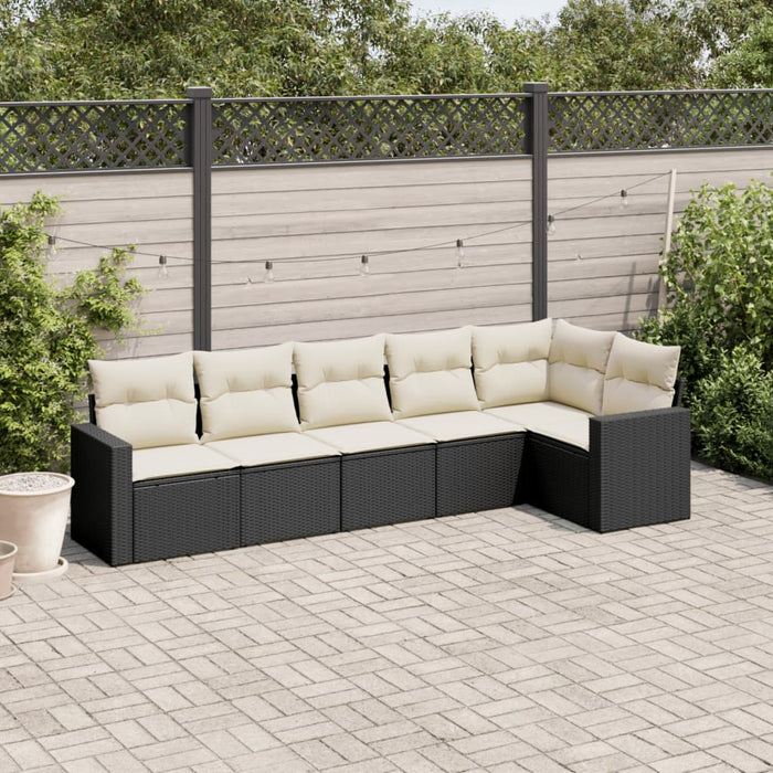 6 Piece Garden Sofa Set With Cushions Black Poly Rattan Txonkil