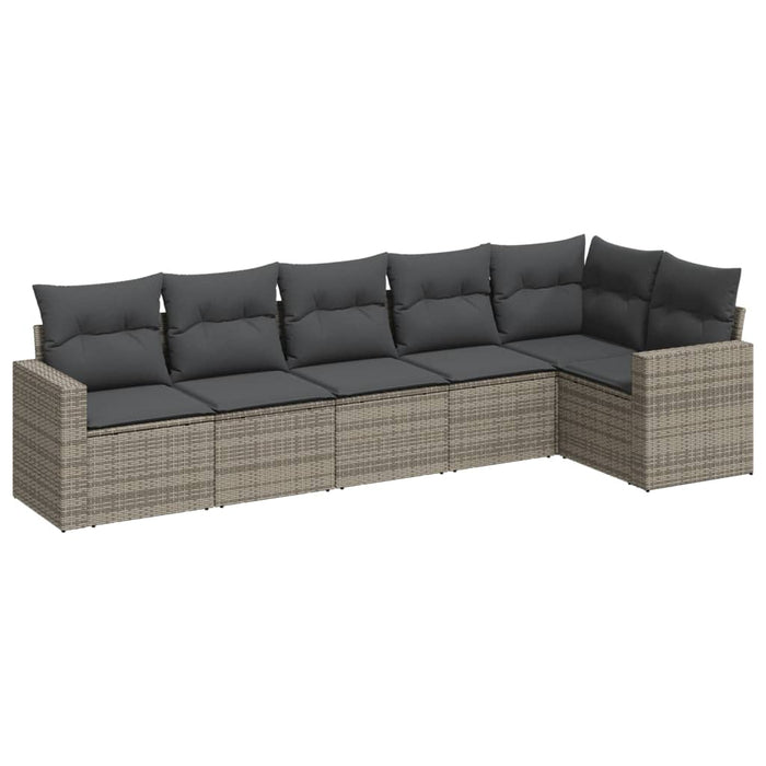 6 Piece Garden Sofa Set With Cushions Grey Poly Rattan Txonknb