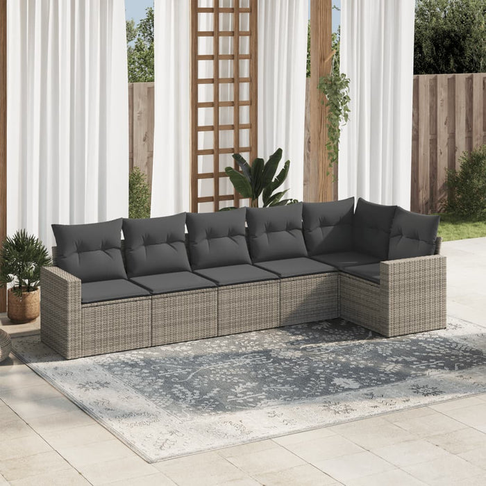 6 Piece Garden Sofa Set With Cushions Grey Poly Rattan Txonknb