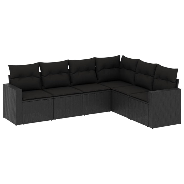 6 Piece Garden Sofa Set With Cushions Black Poly Rattan Txonkkp
