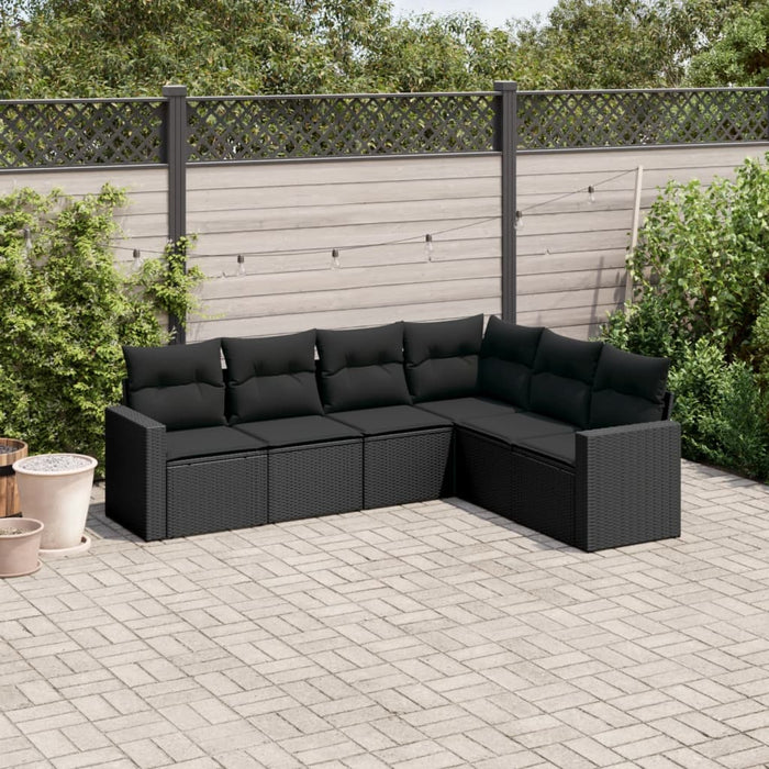 6 Piece Garden Sofa Set With Cushions Black Poly Rattan Txonkkp