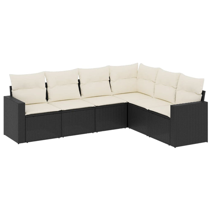 6 Piece Garden Sofa Set With Cushions Black Poly Rattan Txonkkl