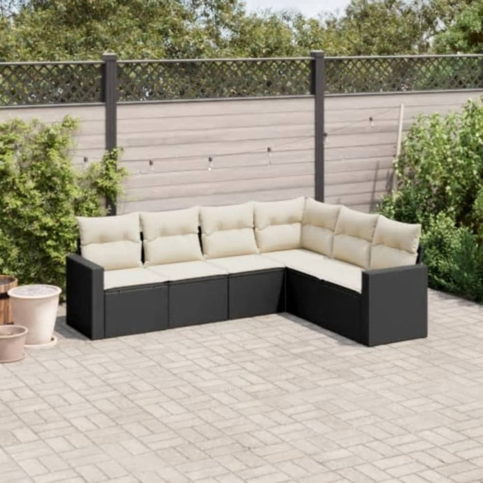 6 Piece Garden Sofa Set With Cushions Black Poly Rattan Txonkkl
