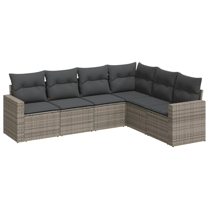 6 Piece Garden Sofa Set With Cushions Grey Poly Rattan Txokbbb
