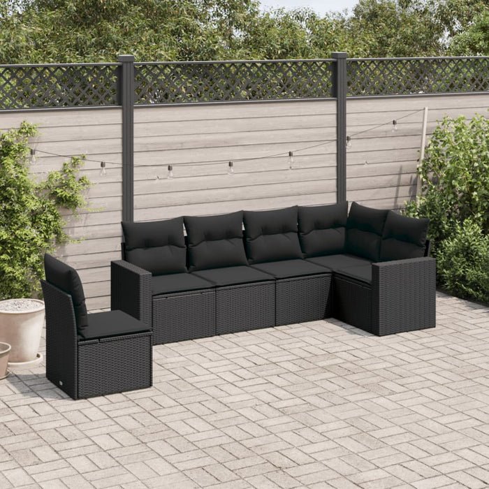 6 Piece Garden Sofa Set With Cushions Black Poly Rattan Txokbop