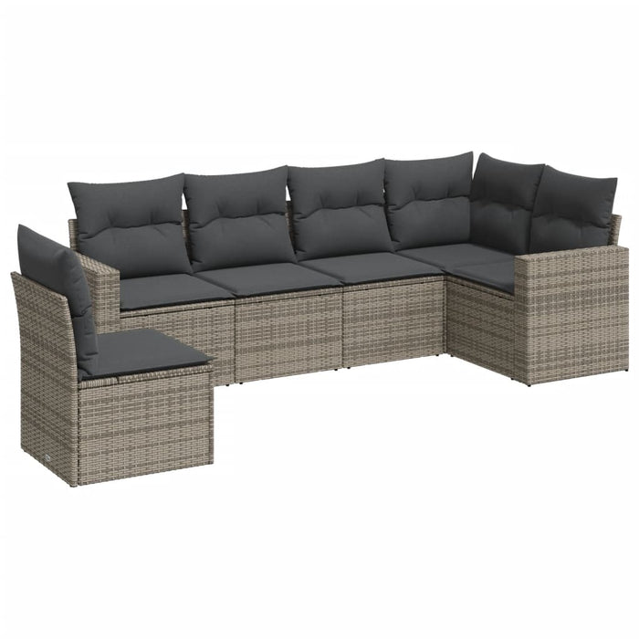 6 Piece Garden Sofa Set With Cushions Grey Poly Rattan Txokbxb