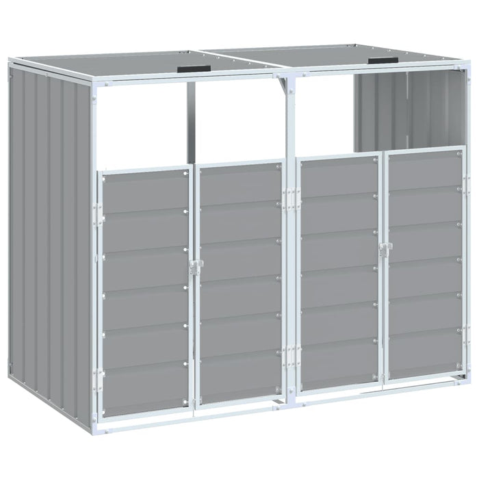 Wheelie Bin Storage For Double Bins Grey 144X81X113 Cm Steel Abbloil