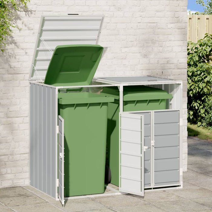 Wheelie Bin Storage For Double Bins Grey 144X81X113 Cm Steel Abbloil