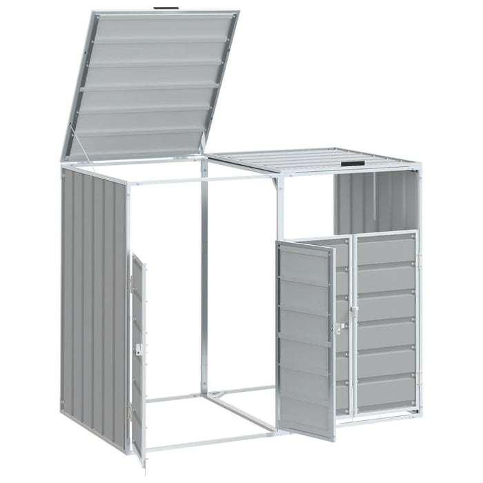 Wheelie Bin Storage For Double Bins Grey 144X81X113 Cm Steel Abbloil