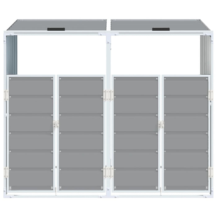 Wheelie Bin Storage For Double Bins Grey 144X81X113 Cm Steel Abbloil