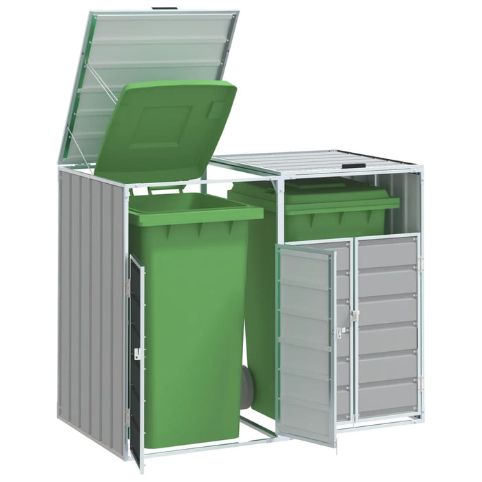 Wheelie Bin Storage For Double Bins Grey 144X81X113 Cm Steel Abbloil