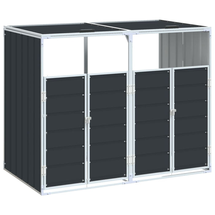 Wheelie Bin Storage For Double Bins Anthracite 144X81X113 Cm Steel Abbloii