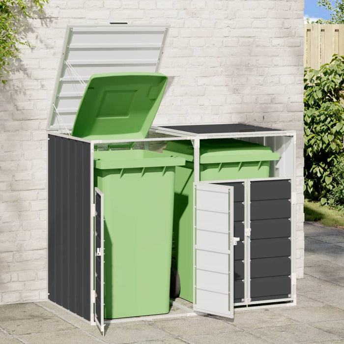 Wheelie Bin Storage For Double Bins Anthracite 144X81X113 Cm Steel Abbloii