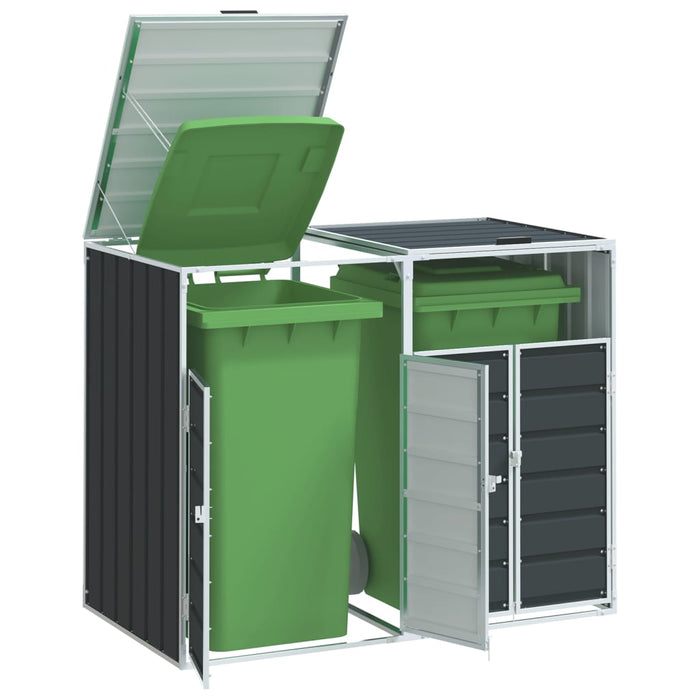 Wheelie Bin Storage For Double Bins Anthracite 144X81X113 Cm Steel Abbloii