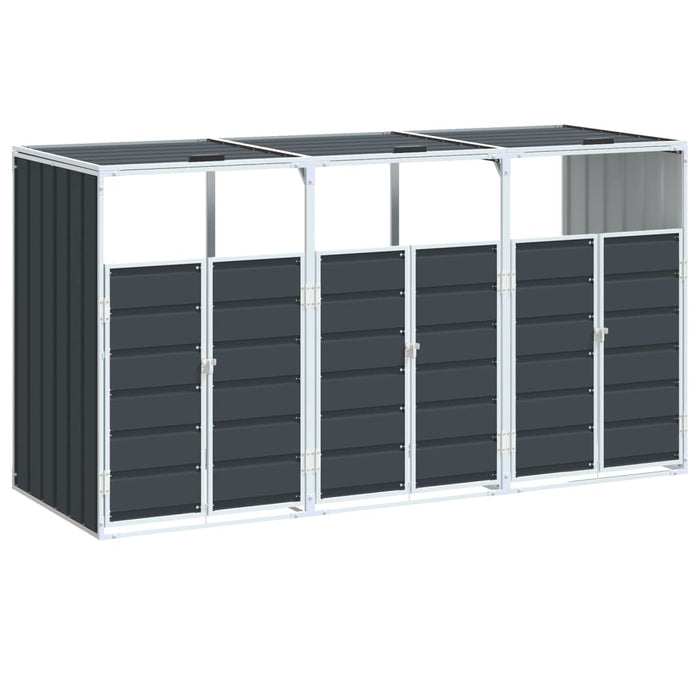 Wheelie Bin Storage For Triple Bins Anthracite 216X81X115 Cm Steel Abblono
