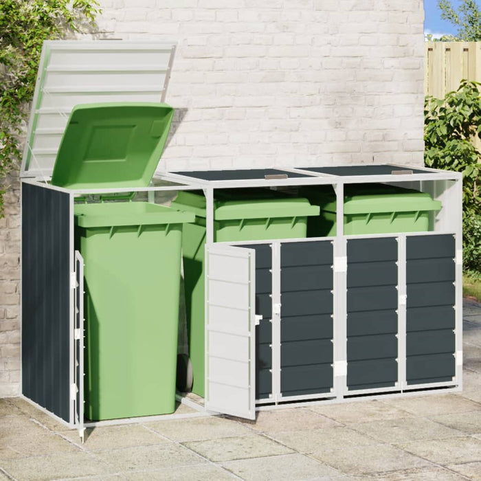 Wheelie Bin Storage For Triple Bins Anthracite 216X81X115 Cm Steel Abblono