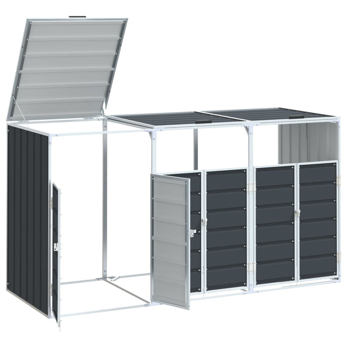 Wheelie Bin Storage For Triple Bins Anthracite 216X81X115 Cm Steel Abblono