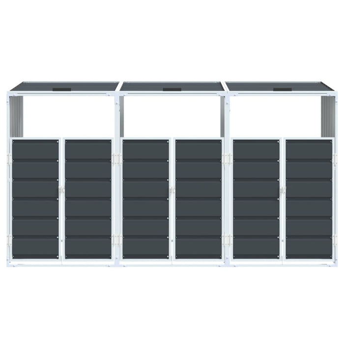 Wheelie Bin Storage For Triple Bins Anthracite 216X81X115 Cm Steel Abblono