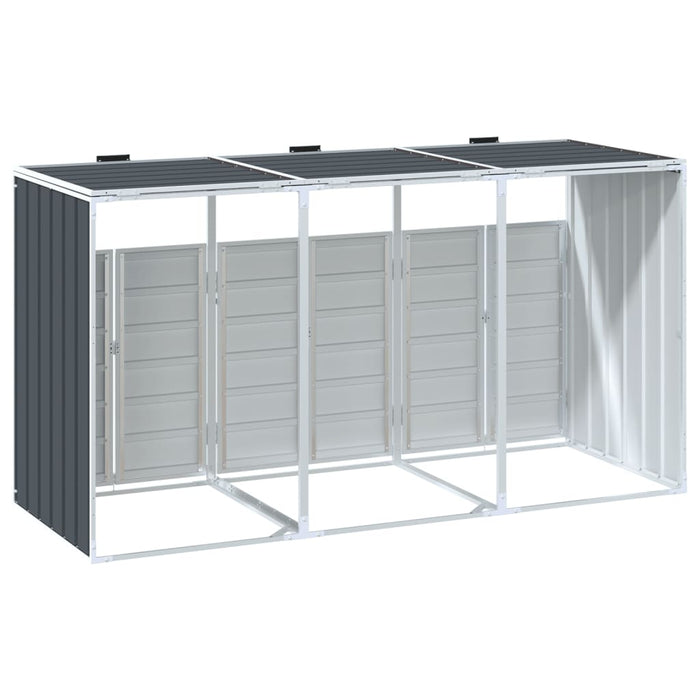 Wheelie Bin Storage For Triple Bins Anthracite 216X81X115 Cm Steel Abblono