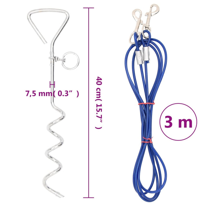 Dog Tie Out Cable With Ground Stake 3 M Abbttik