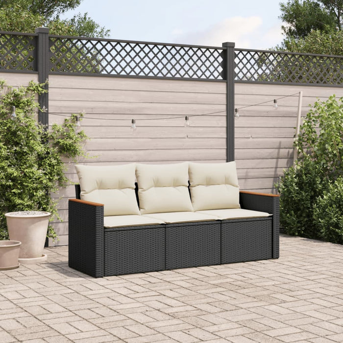 3 Piece Garden Sofa Set With Cushions Black Poly Rattan Txxpipp