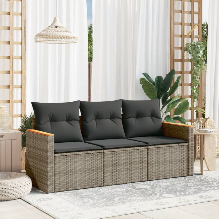 3 Piece Garden Sofa Set With Cushions Grey Poly Rattan Txxpipk