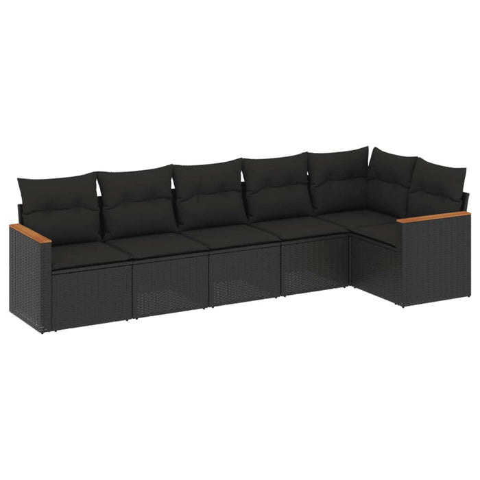 6 Piece Garden Sofa Set With Cushions Black Poly Rattan Txxpknp